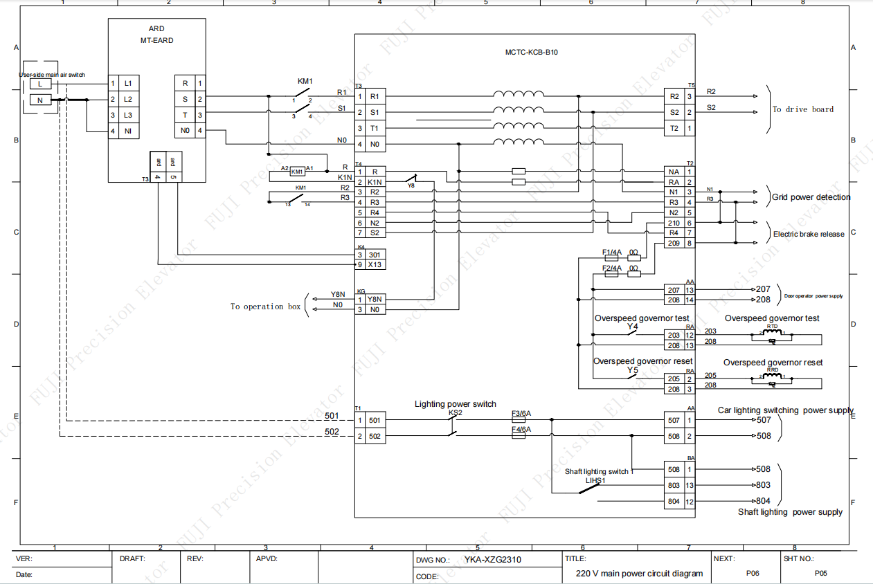 FUJI elevator control cabinet electrical schematic diagram FUJI elevator control cabinet electrical schematic diagram